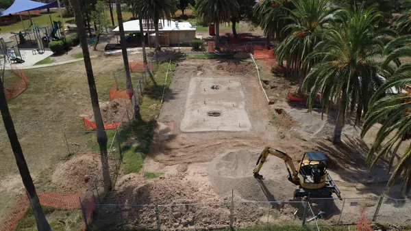 Excavator working on a park site