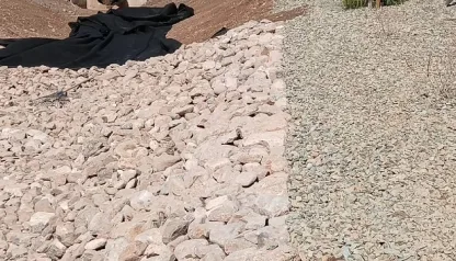 Riprap at a slope and channel